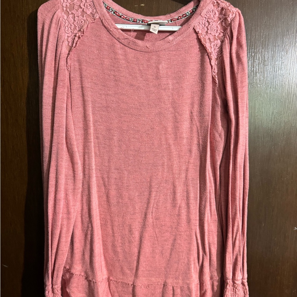 Knox Rose Pink Long Sleeve Ruched Blouse